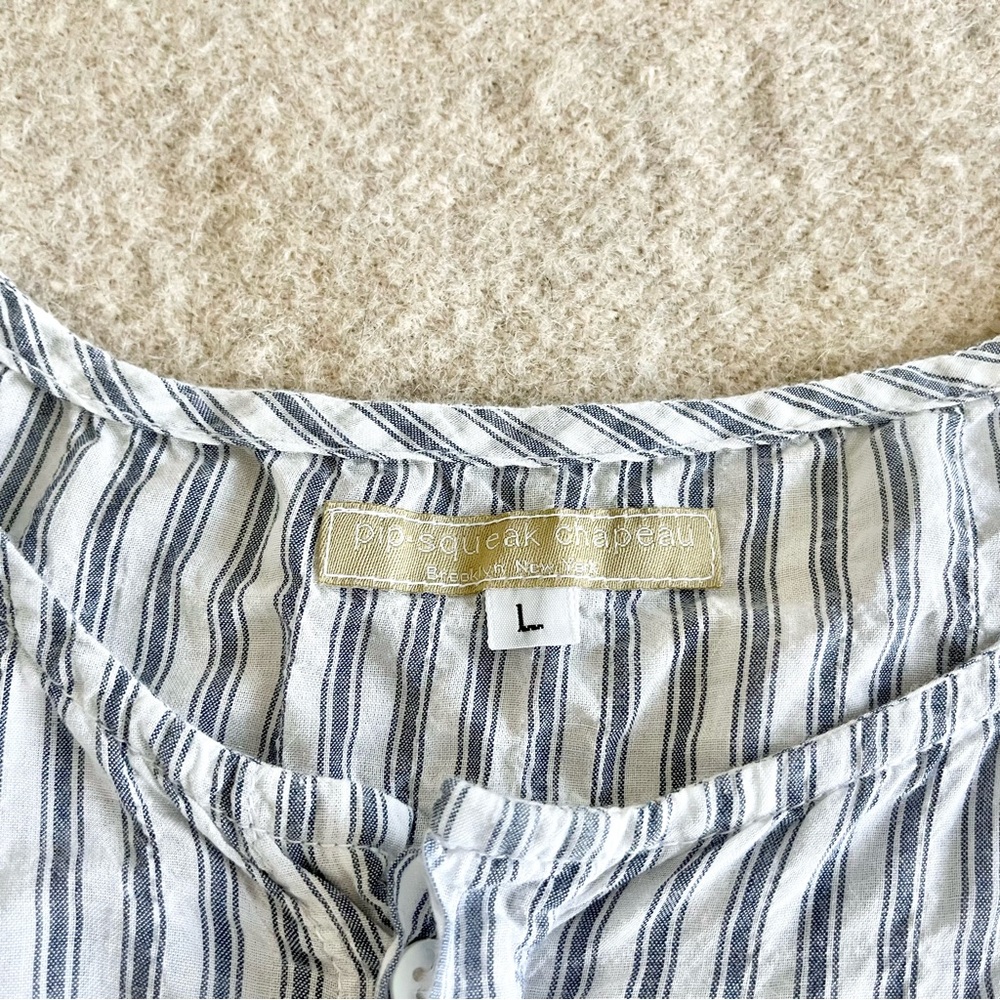 Pip Squeak Chapeau blue stripe crinkle cross front sleeveless top - Picture 4 of 8